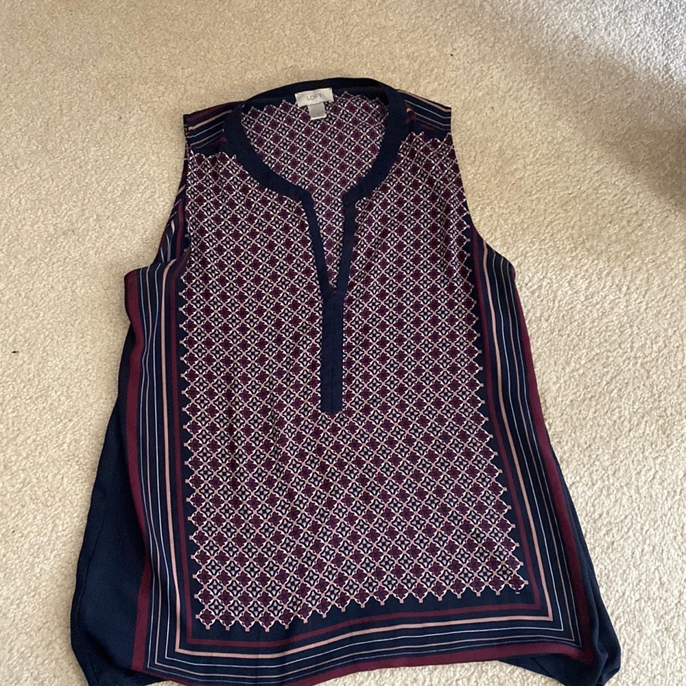 Loft- Medium lightweight cardigan paired with large sleeveless blouse!